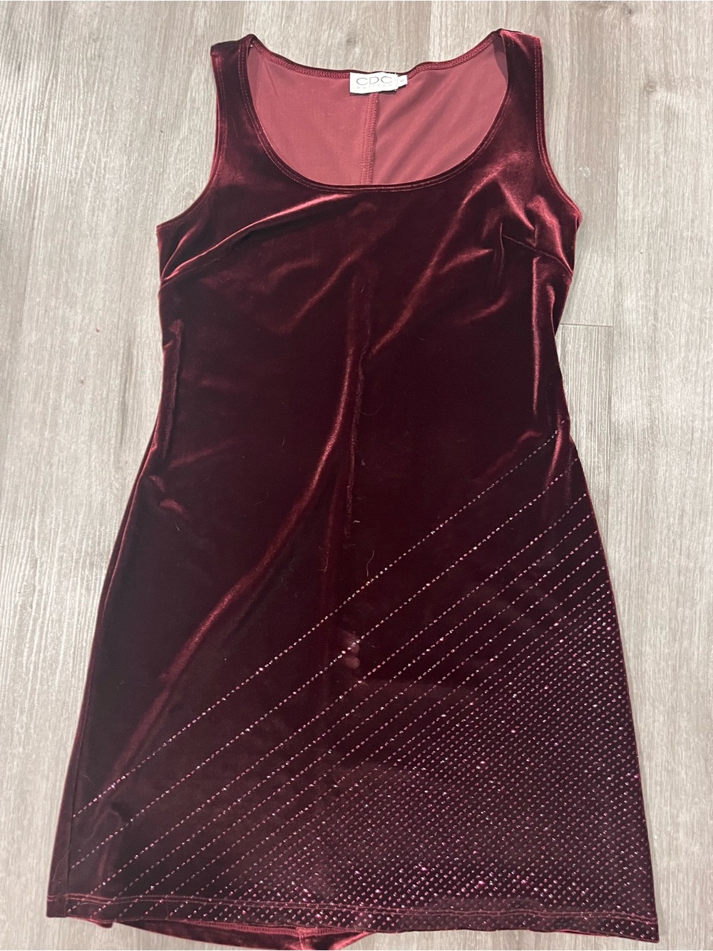 VTG CDC petite whimsygoth 90s burgundy velvet minidress with rhinestones | Size6